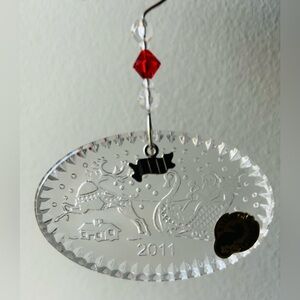 Waterford Crystal 2011 Twas The Night Ornament With Enhancer Santa in Sleigh